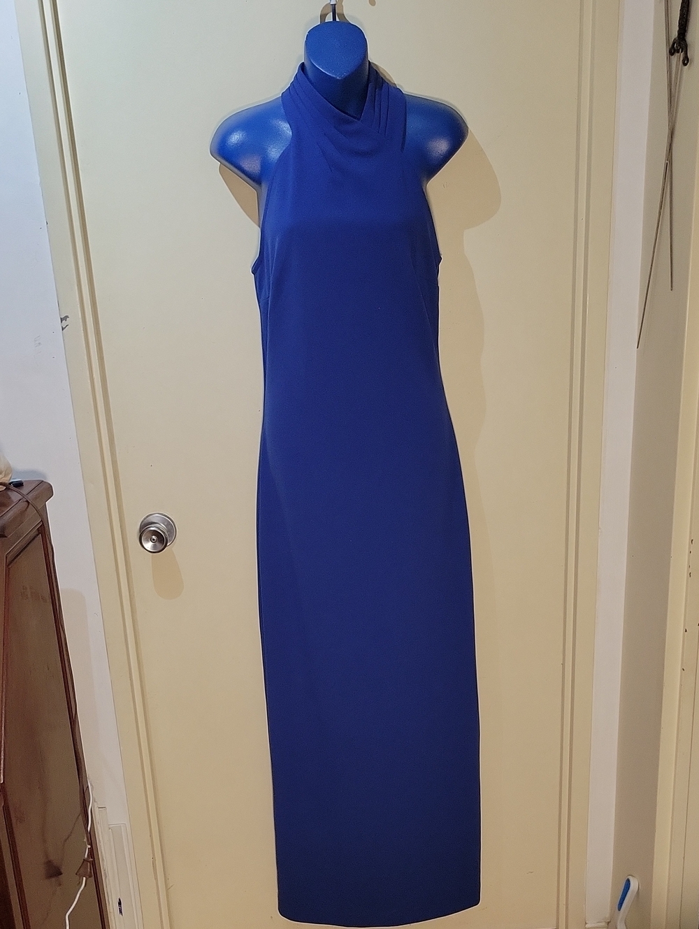 Sleeveless High-Neck Royal Blue Maxi Dress